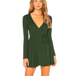 privacy please revolve wrap dress in‎ dark green